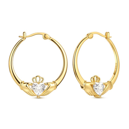 Gold-Plated 925 Claddagh Earrings – Timeless Irish Love Symbol