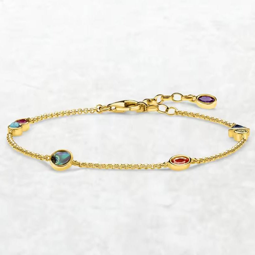 Color Stone Silver Bracelet