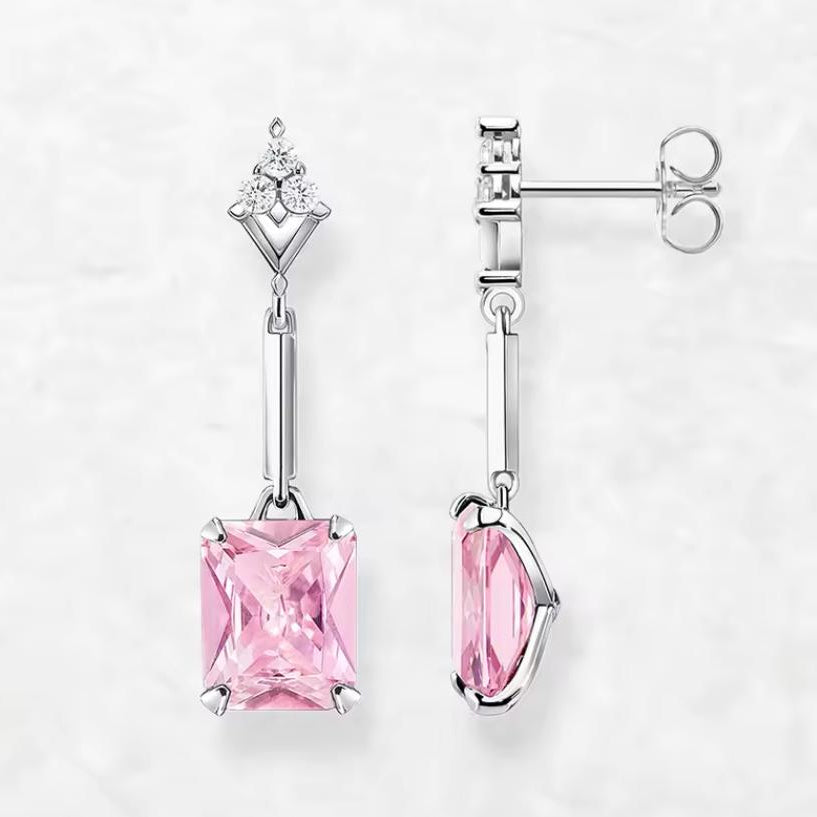 Pink Stone Drop Earrings