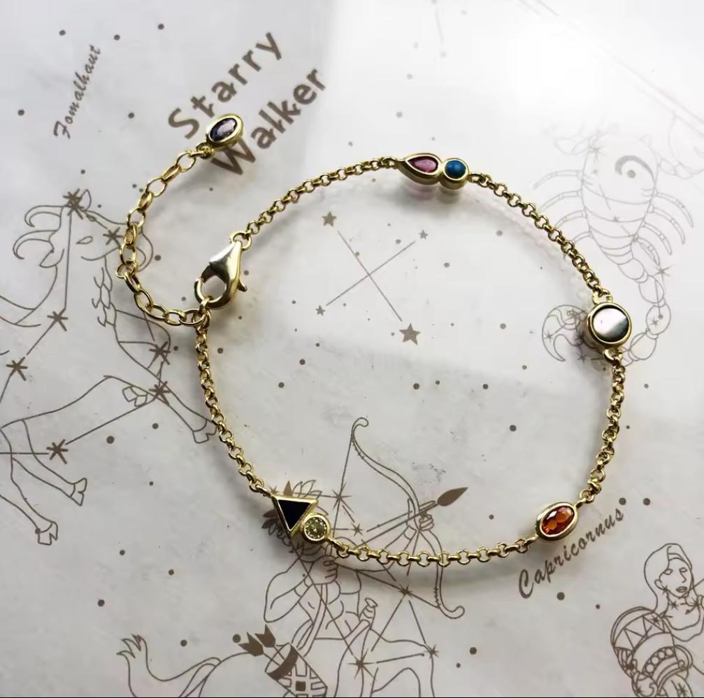 Color Stone Silver Bracelet