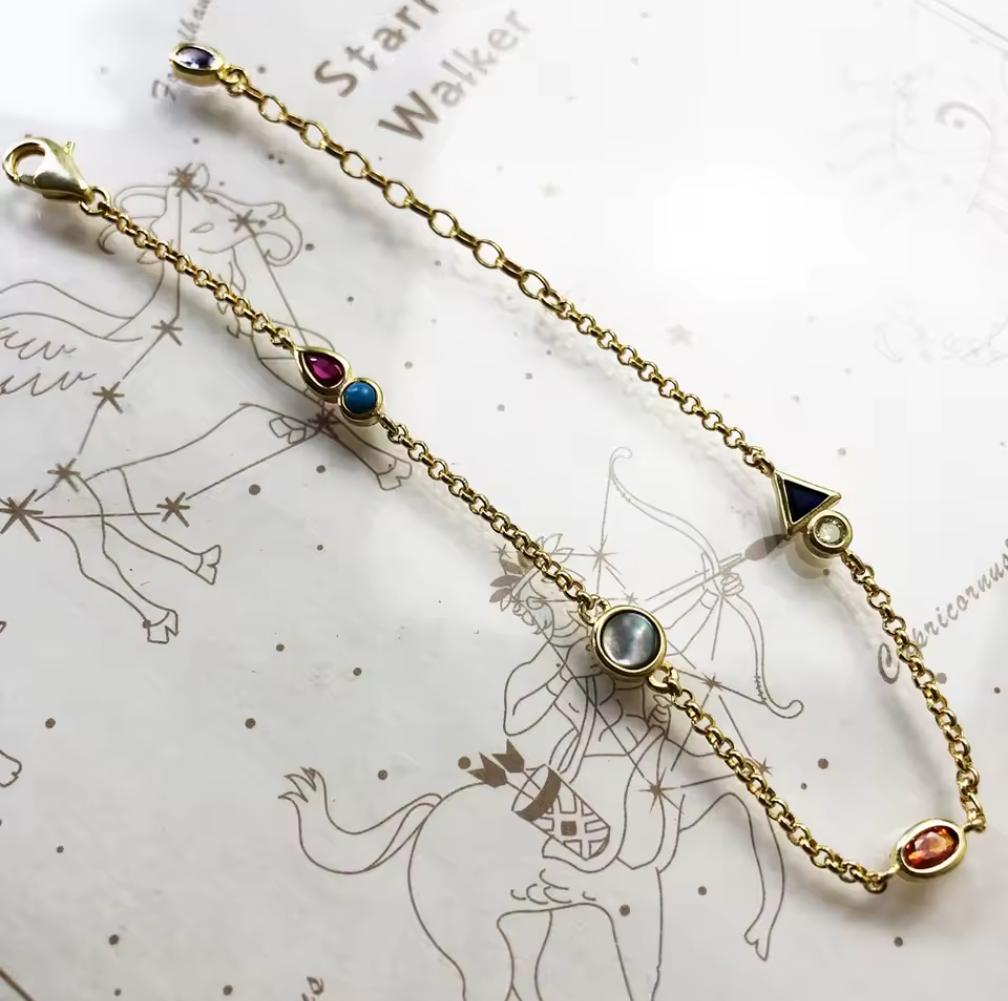 Color Stone Silver Bracelet