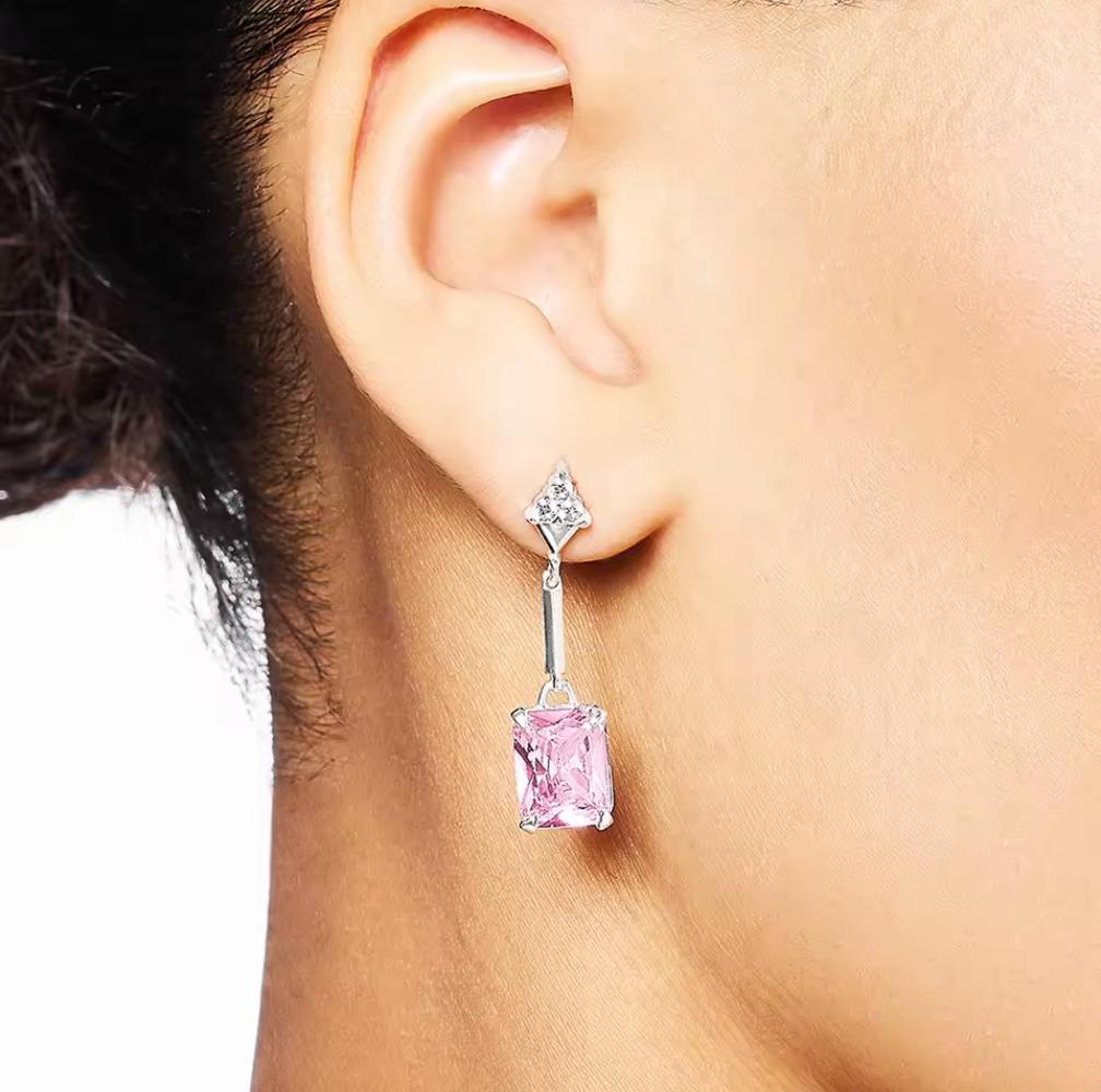 Pink Stone Drop Earrings